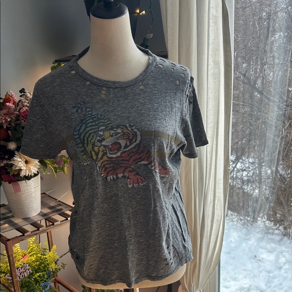 Lauren Moshi Gray Multicolor Tiger Tee - Picture 2 of 7